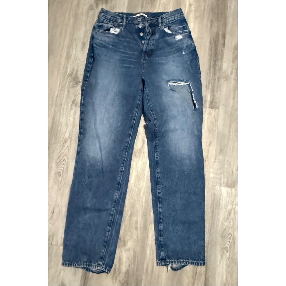 Pacsun Dad Jeans Womens 28 Ripped Distressed High Rise‎ Button Fly Denim